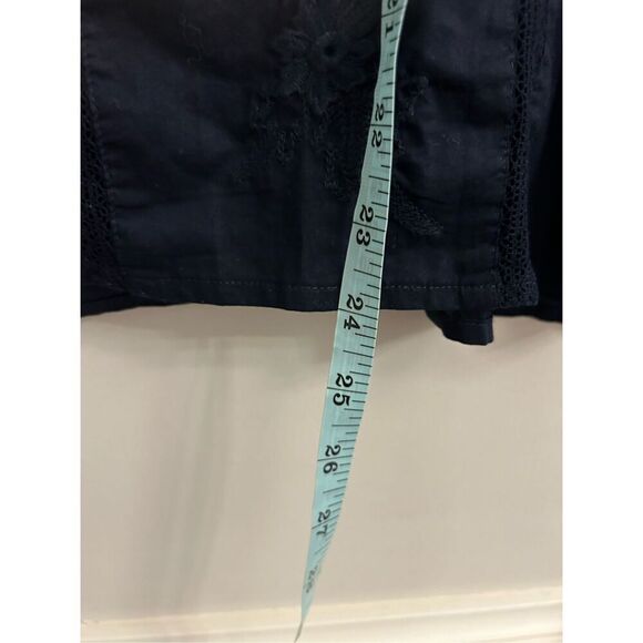 NWT J. Crew Embroidered Blouse Cotton S Navy Peasant Boho Minimalist - Picture 6 of 11